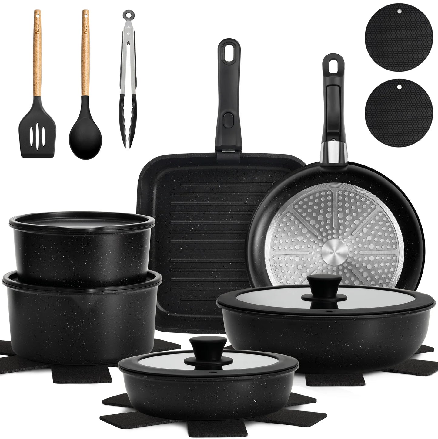 22 pieces, non-stick, cookware