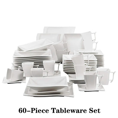 30/60 Piece White Porcelain Dinner Set