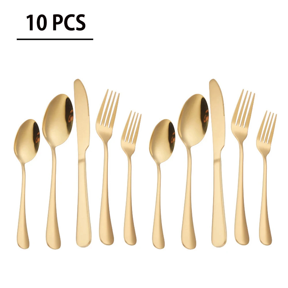 5/10/20 pcs  Cutlery Set Stainless Steel Dinnerware Set Tableware Set 1/2/4 Set Gold Silverware Sets Dinner Spoon and Fork Set