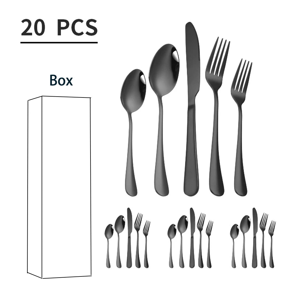 5/10/20 pcs  Cutlery Set Stainless Steel Dinnerware Set Tableware Set 1/2/4 Set Gold Silverware Sets Dinner Spoon and Fork Set