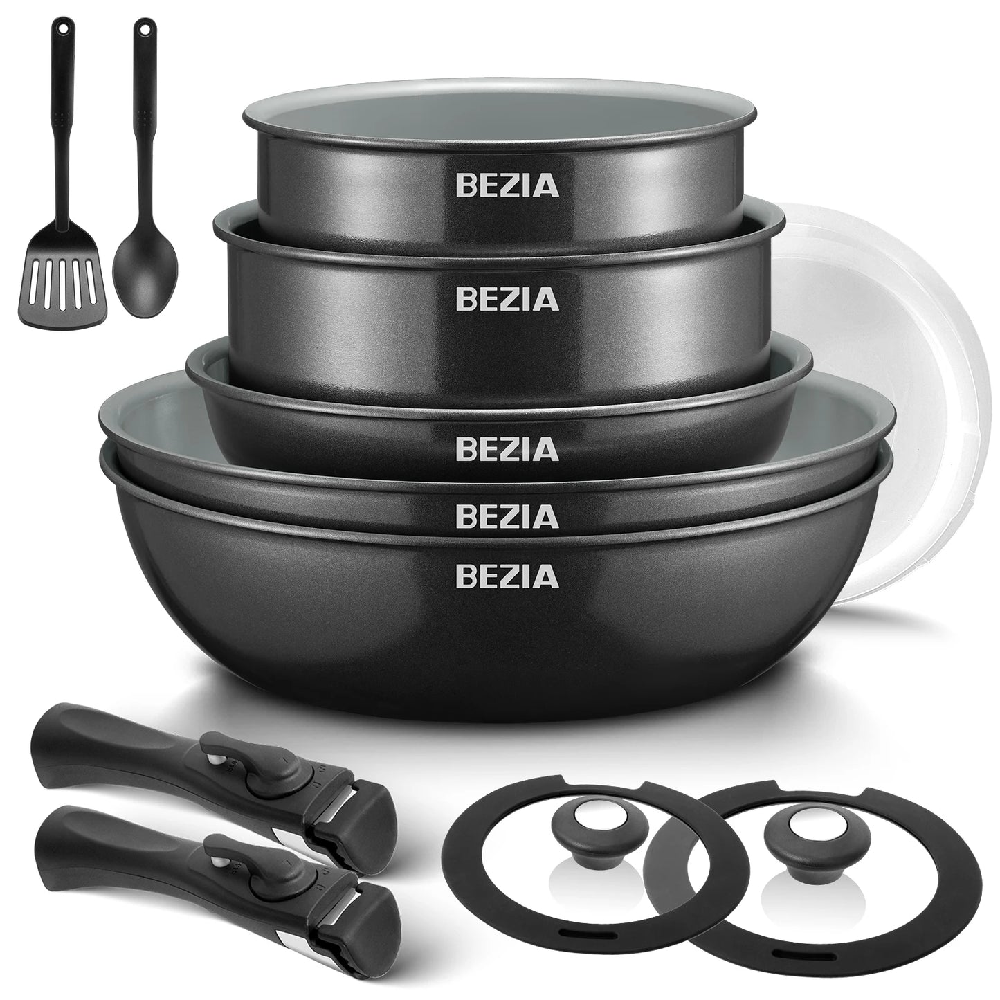 13pcs Induction Cookware with Detachable Handles