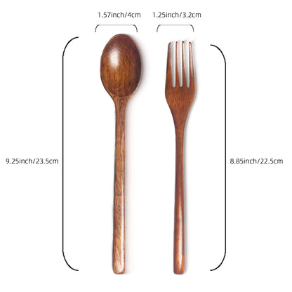 8 Sets of Wooden Soup Spoons and Forks