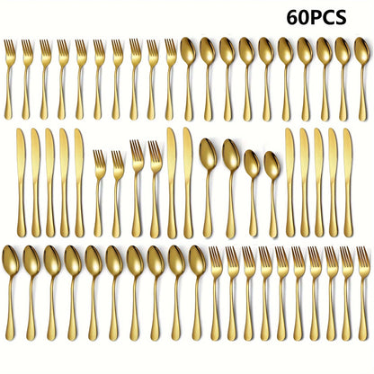 60pcs, Stainless Steel Flatware Set