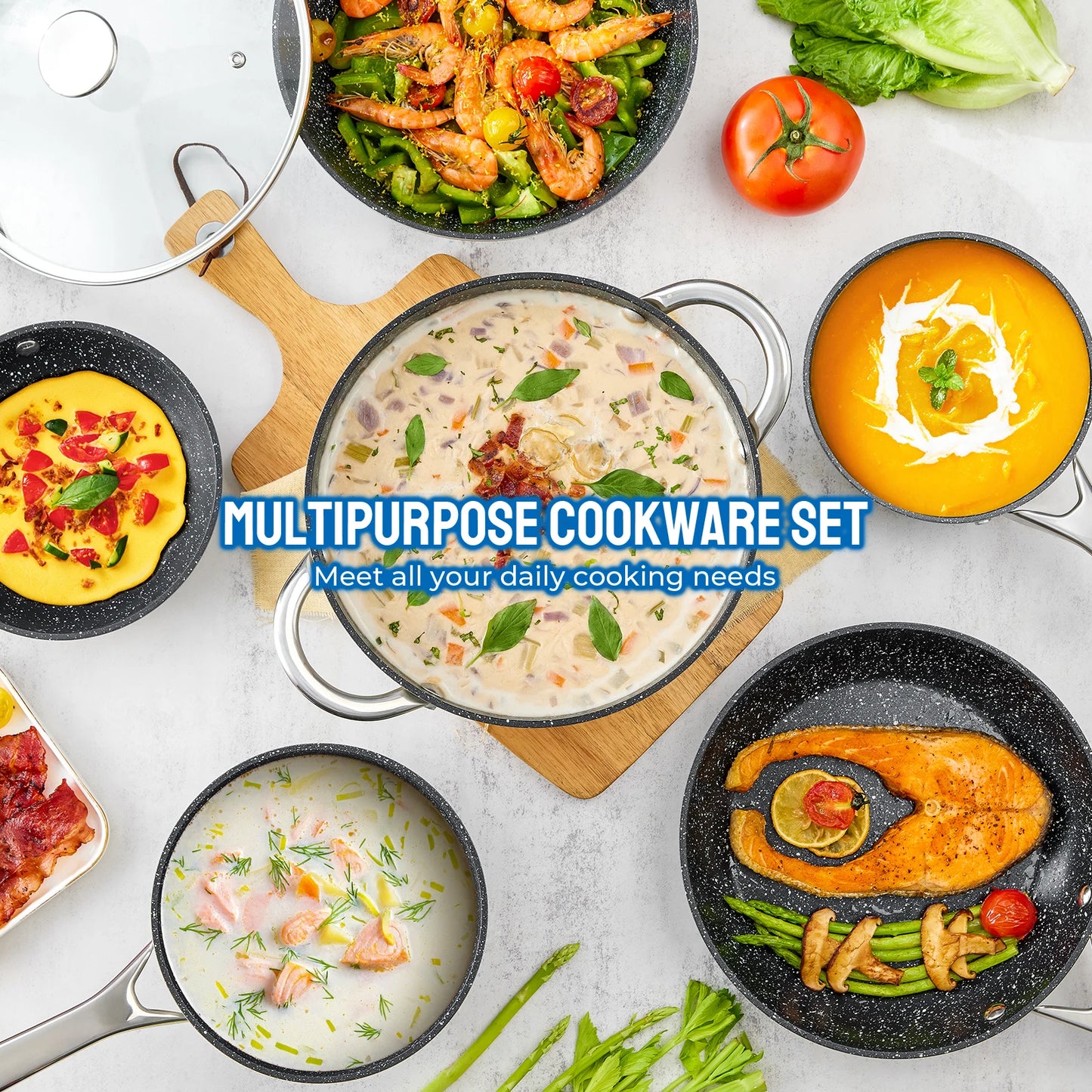 10 Piece, Induction Cookware Nonstick