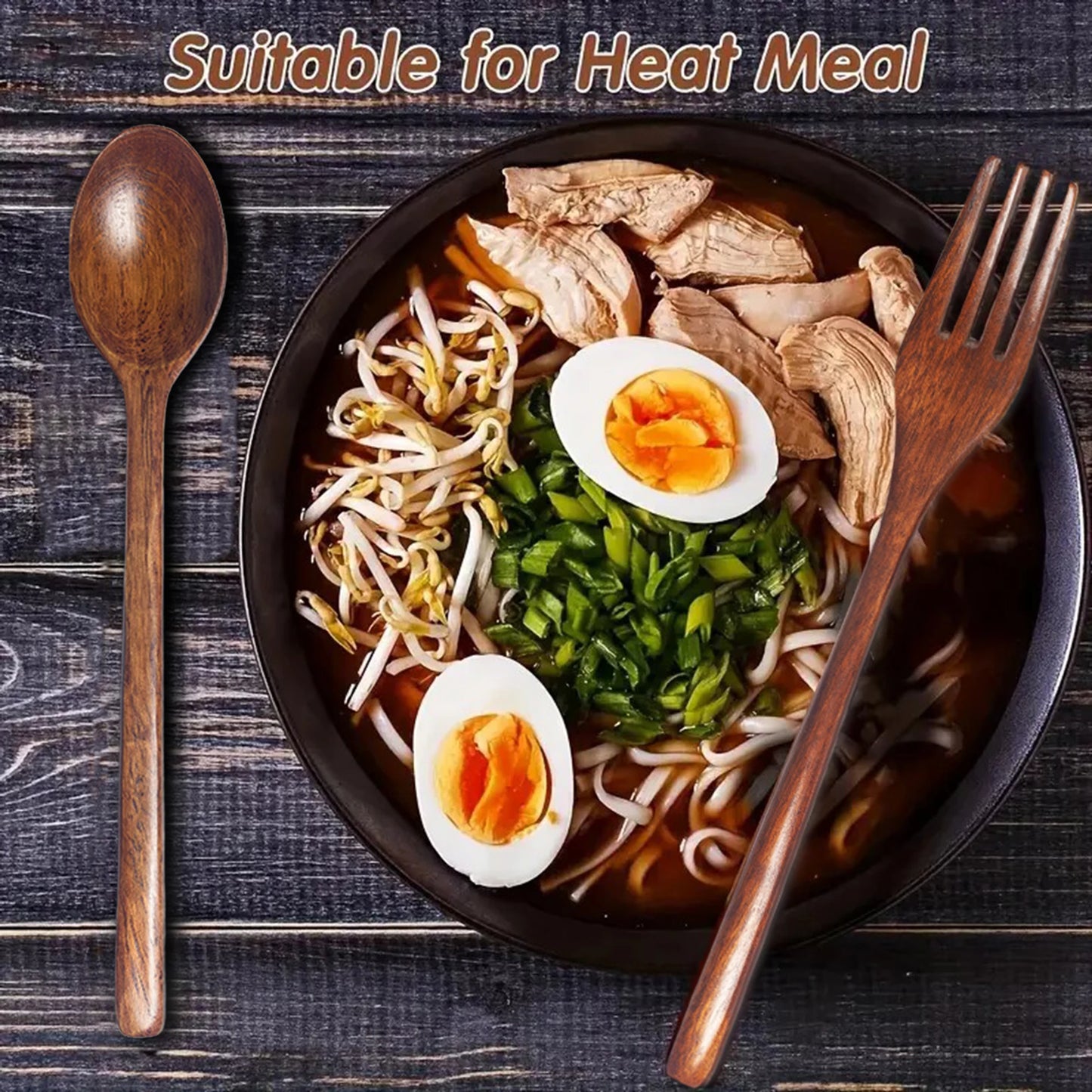 8 Sets of Wooden Soup Spoons and Forks