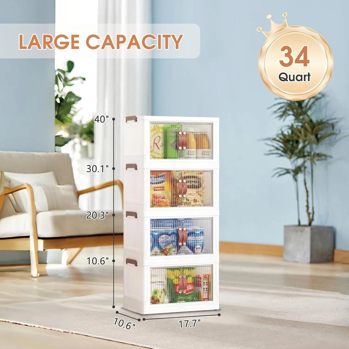 4 Tier Storage Bins w/ Lids