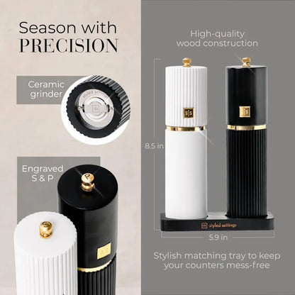 White and Black Salt and Pepper Grinder Set