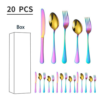 5/10/20 pcs  Cutlery Set Stainless Steel Dinnerware Set Tableware Set 1/2/4 Set Gold Silverware Sets Dinner Spoon and Fork Set