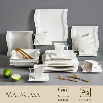 30/60 Piece White Porcelain Dinner Set