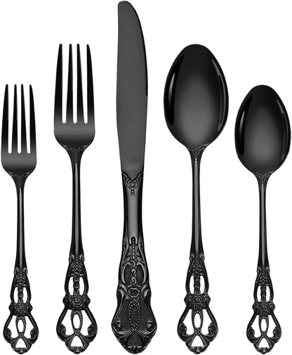 Black Silverware Set for 8