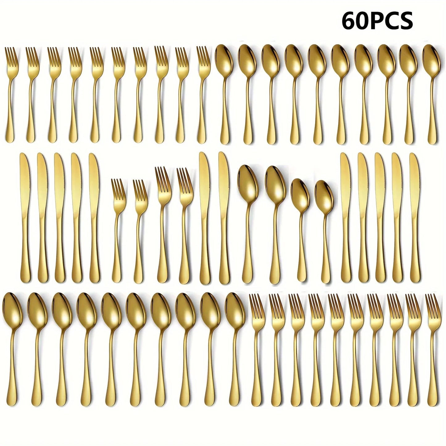 30/60-Piece Golden Flatware Set