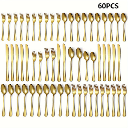 30/60-Piece Golden Flatware Set