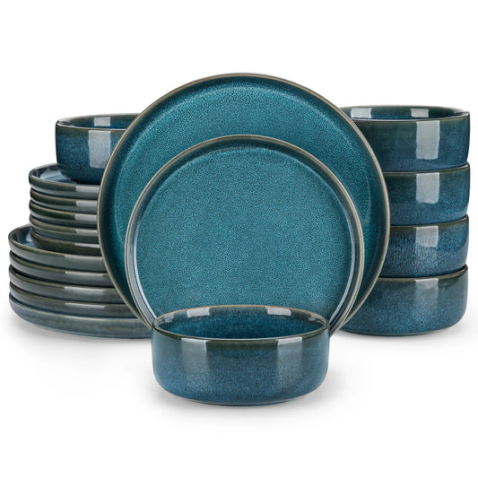 18/36 Piece Blue Ceramic Plate Set