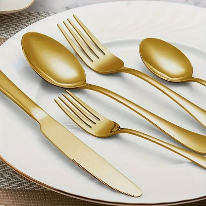 30/60-Piece Golden Flatware Set