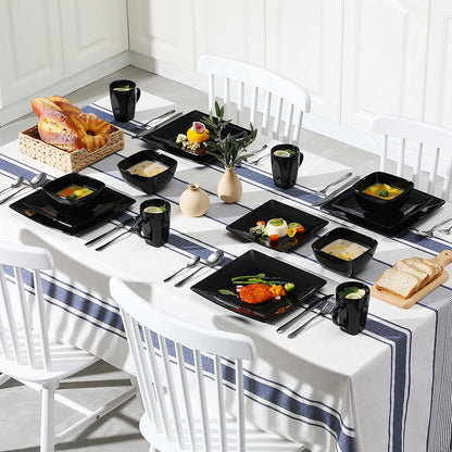 16/32/48-Piece Black Ceramic Dinnerware Set