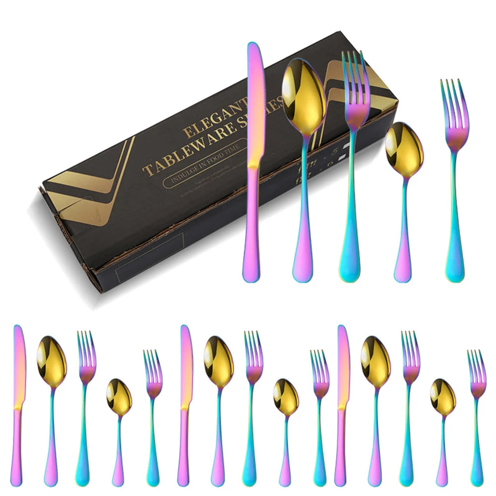 5/10/20 pcs  Cutlery Set Stainless Steel Dinnerware Set Tableware Set 1/2/4 Set Gold Silverware Sets Dinner Spoon and Fork Set