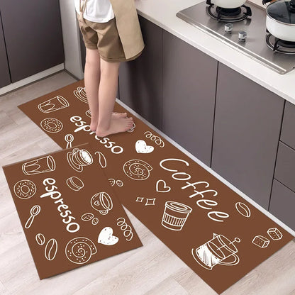 Kitchen Mat Set - Espresso/coffee/tea