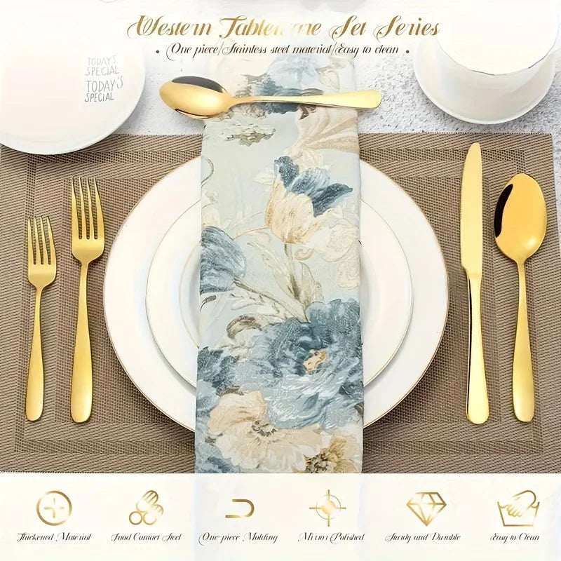 30/60-Piece Golden Flatware Set