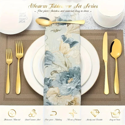 30/60-Piece Golden Flatware Set