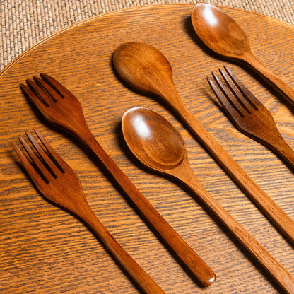 8 Sets of Wooden Soup Spoons and Forks