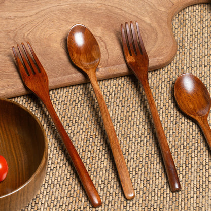 8 Sets of Wooden Soup Spoons and Forks