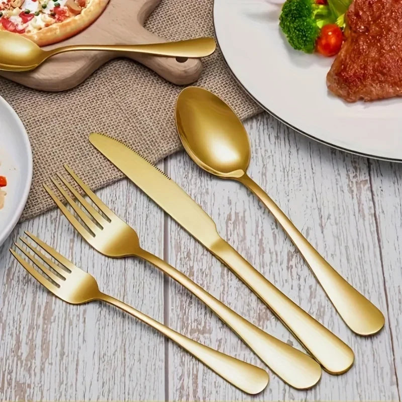 30/60-Piece Golden Flatware Set