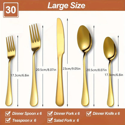 30/60-Piece Golden Flatware Set