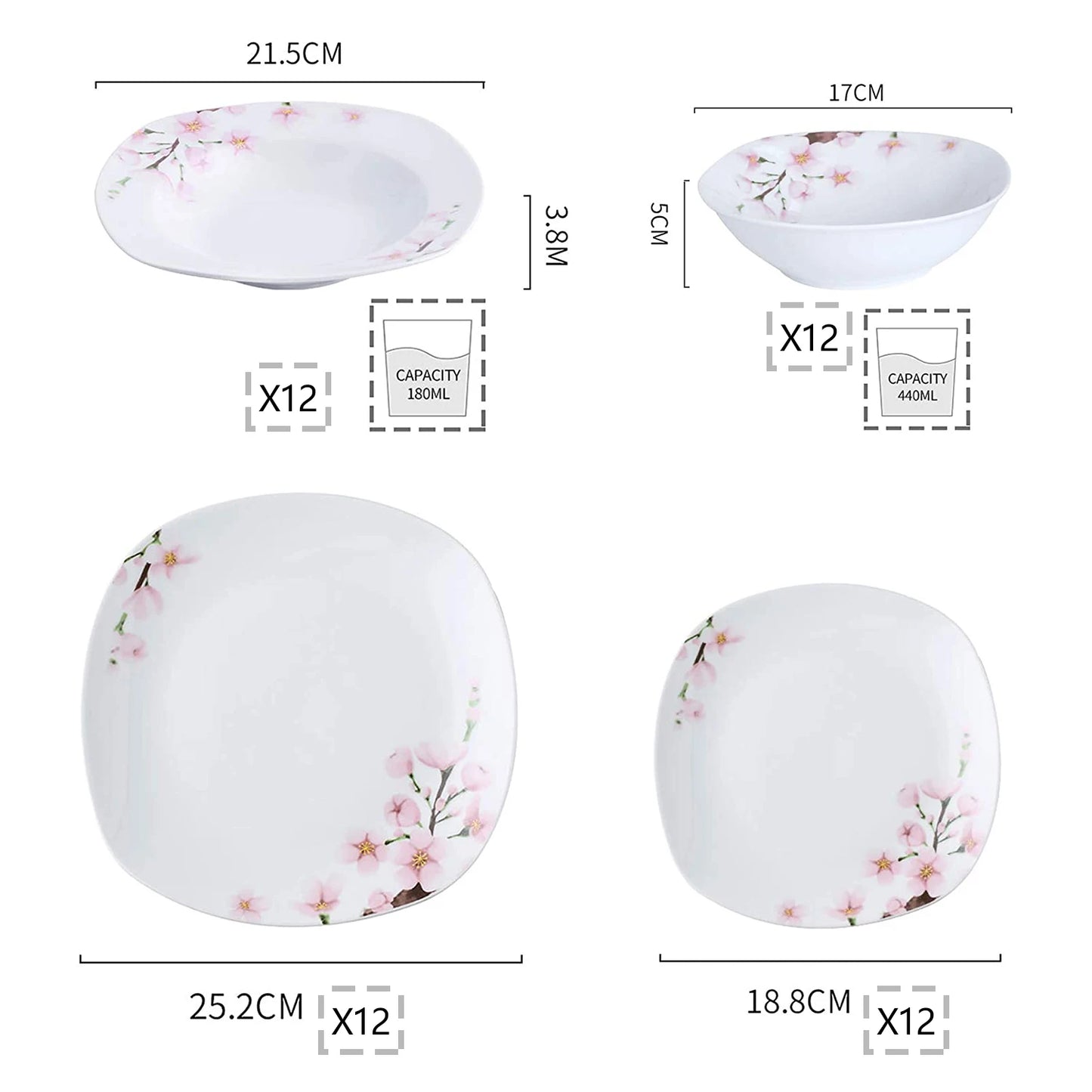 48-Piece Tableware Dinner Plate Set