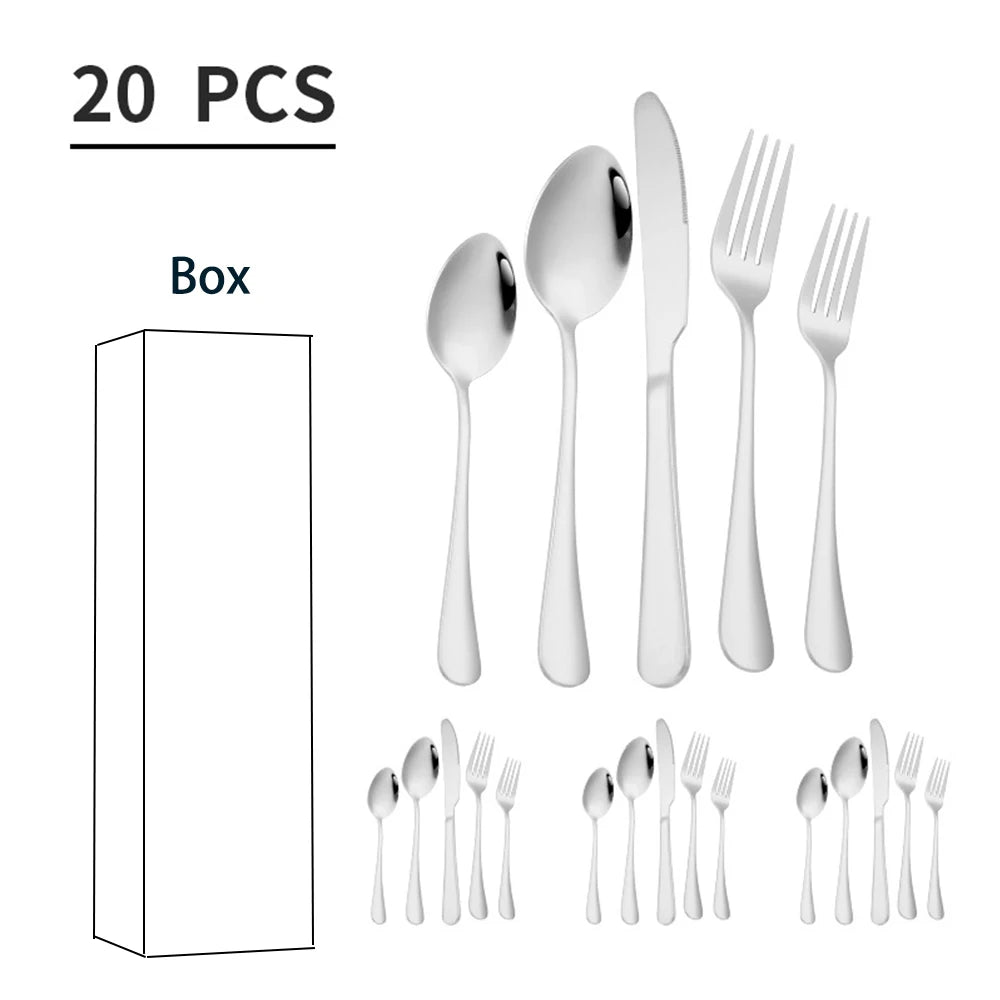 5/10/20 pcs  Cutlery Set Stainless Steel Dinnerware Set Tableware Set 1/2/4 Set Gold Silverware Sets Dinner Spoon and Fork Set